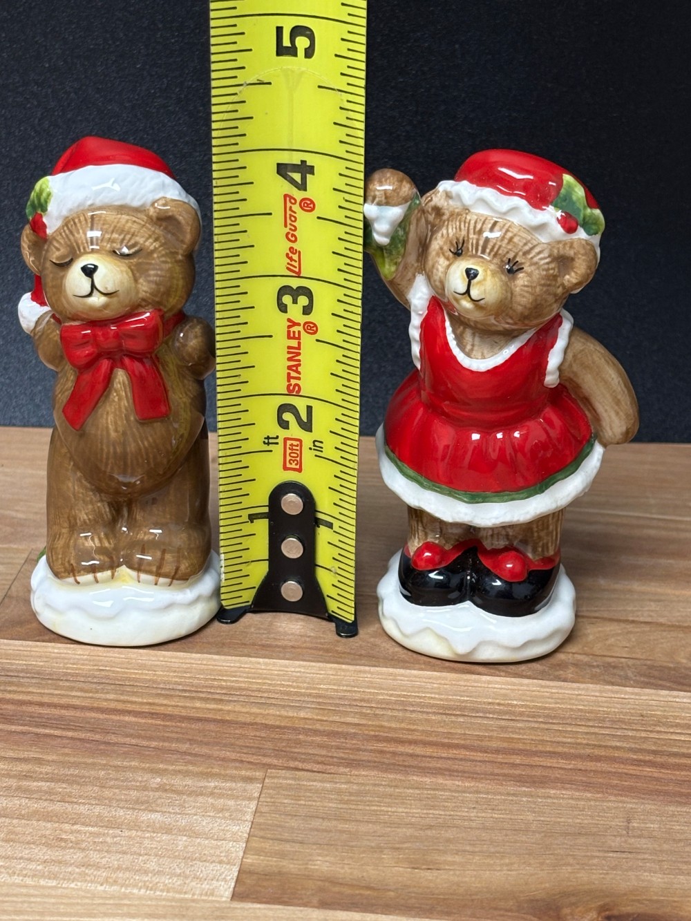 Fitz and Floyd Christmas Teddy Bear Salt & Pepper Shakers Holiday Couple