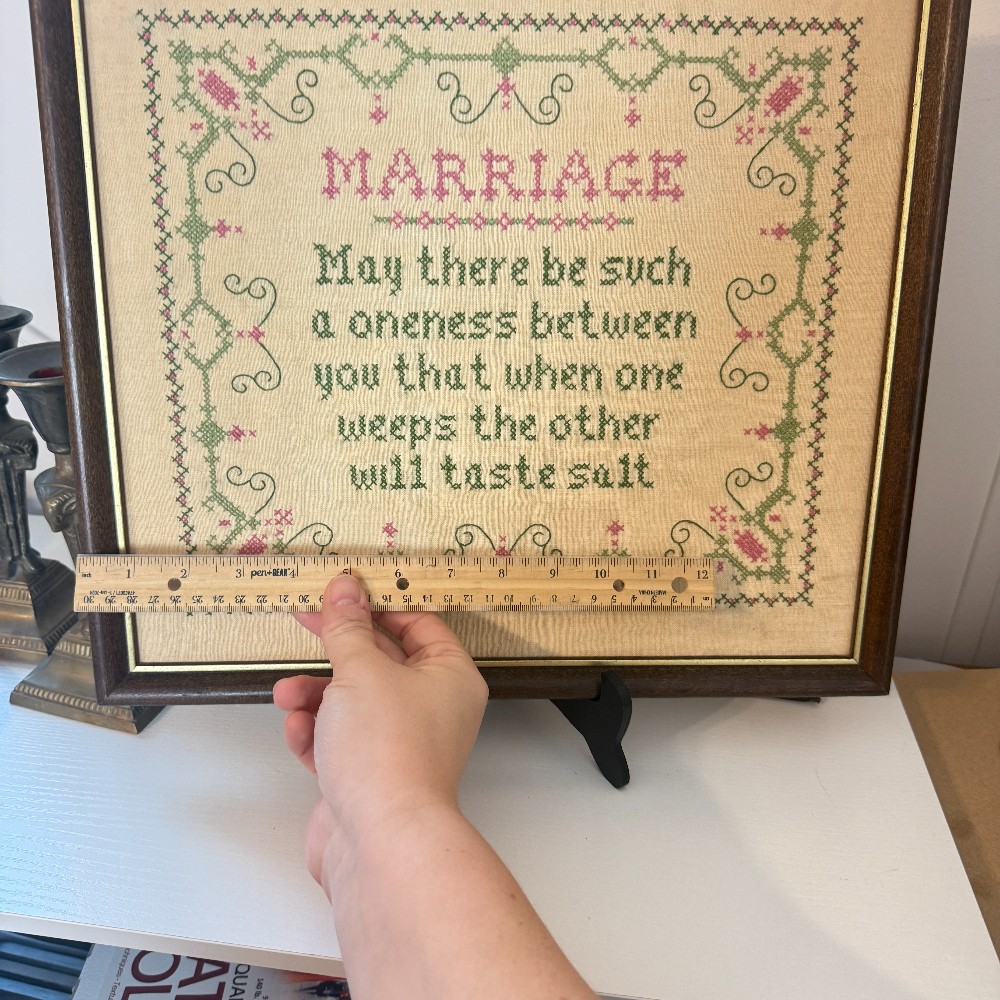 Framed Cross-Stitch Sampler – Marriage Blessing