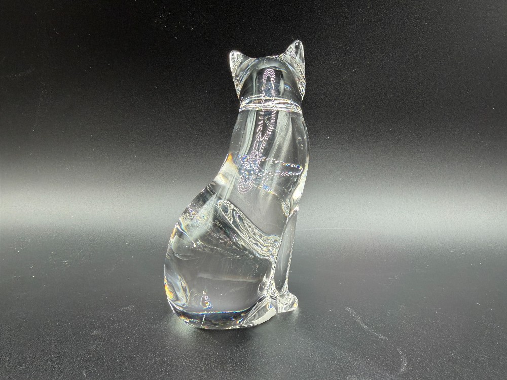 Lenox Clear Crystal Sitting Cat Figurine Vintage Full Lead Crystal European Art Glass Paperweight