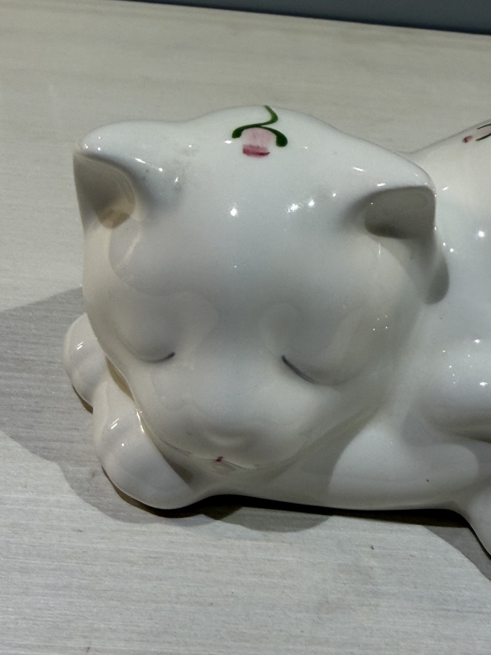 Vintage Sleeping Cat Figurine 7’