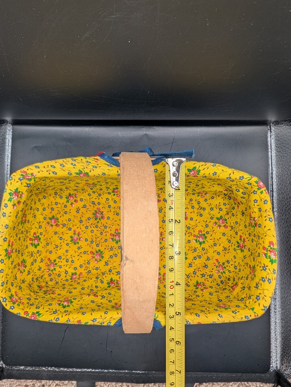 Fabric lined basket, yellow floral
