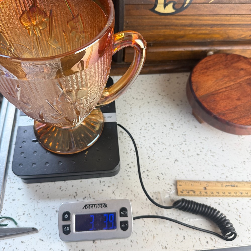 Jeannette Glass Iris and Herringbone Marigold Carnival Glass Pitcher - DANA