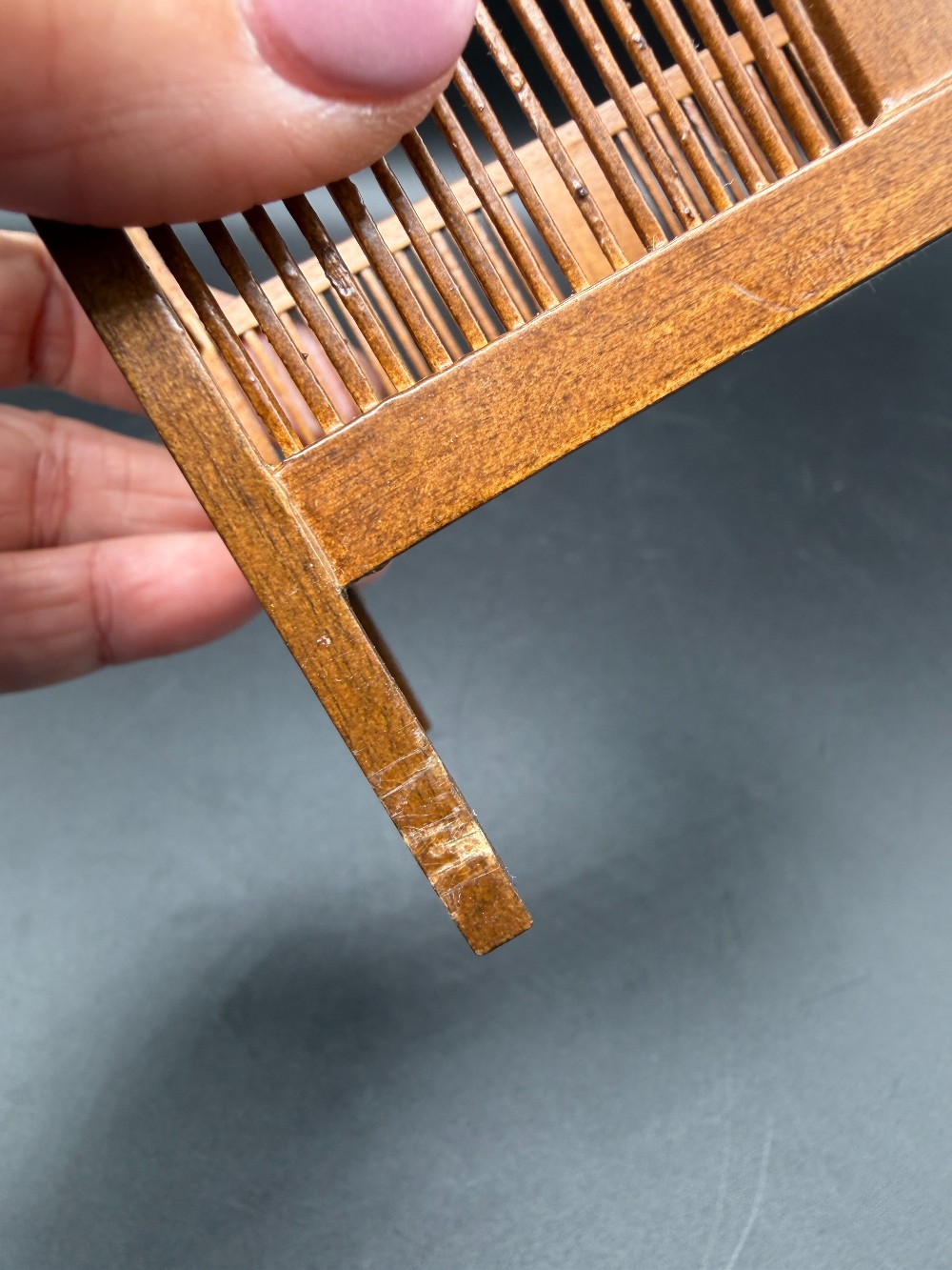 Vintage Bespaq 1:12 Dollhouse Miniature Stickley Style Walnut Crib - Mission Arts & Crafts