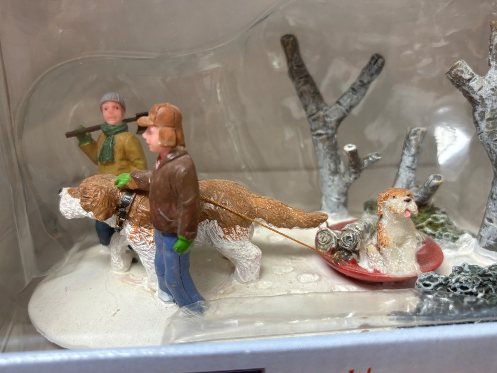 Carole Towne Mush Dog Sled Scene Lemax Christmas Village Winter Accessory