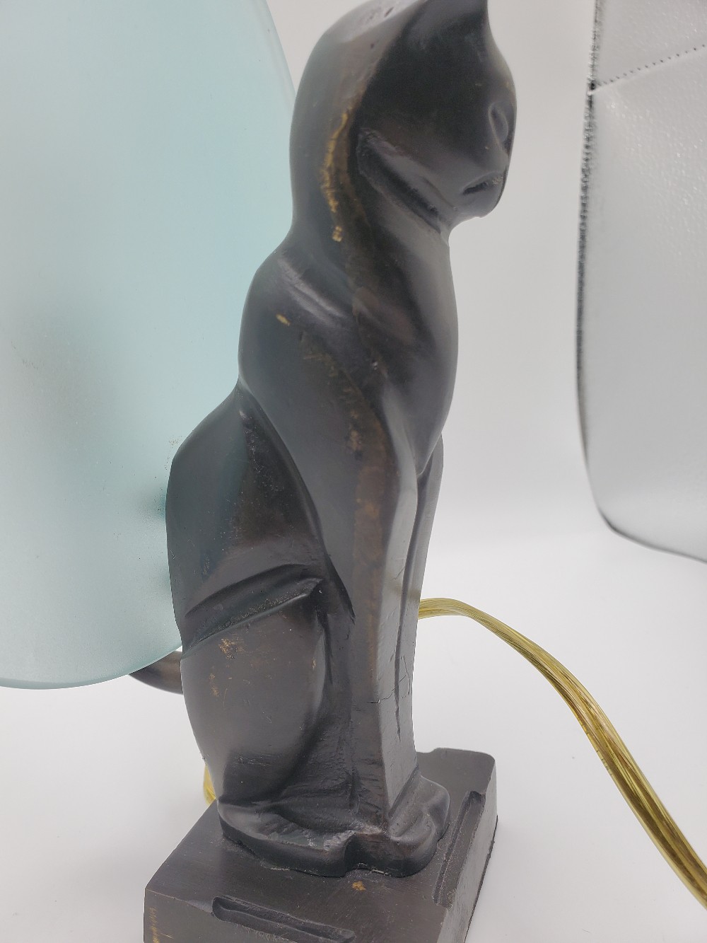 1920's Art Deco Bronze Cat/Moon Lamp