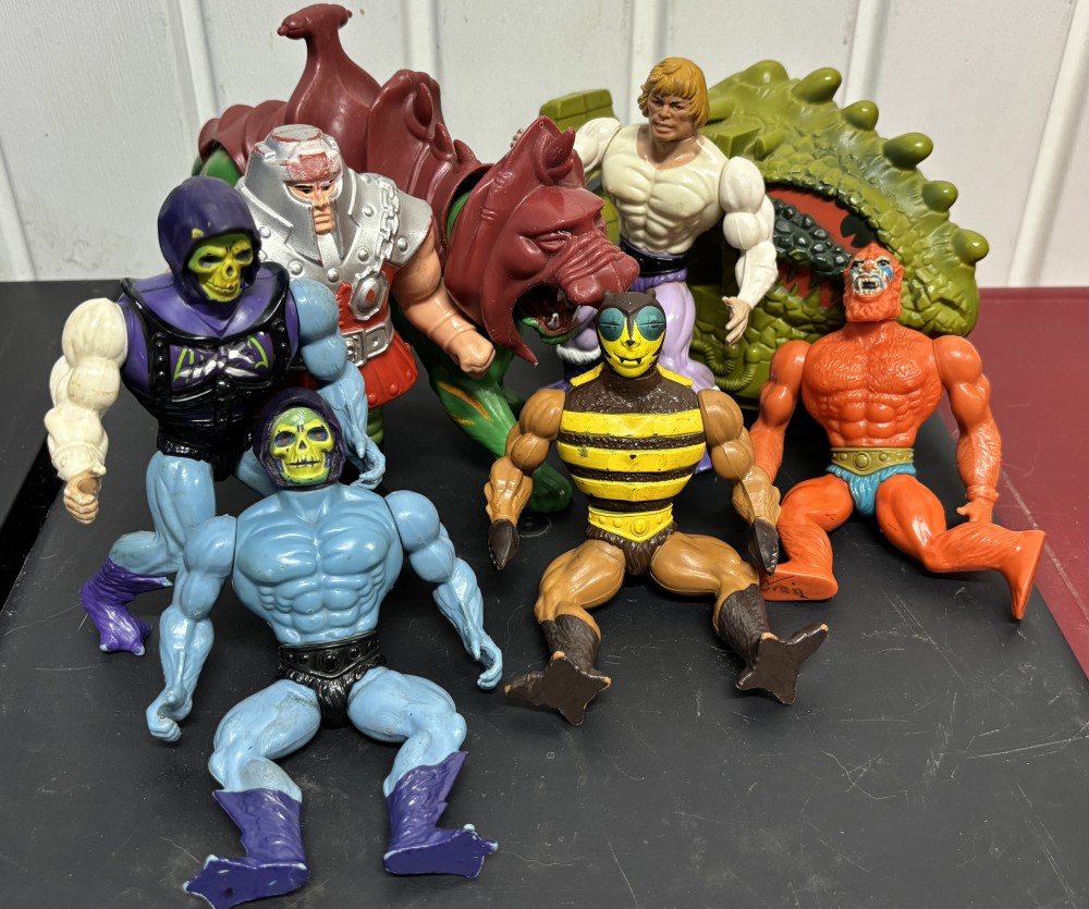 1980’s MOTU He-Man Figures Lot of 8 w Battle Cat & Armor