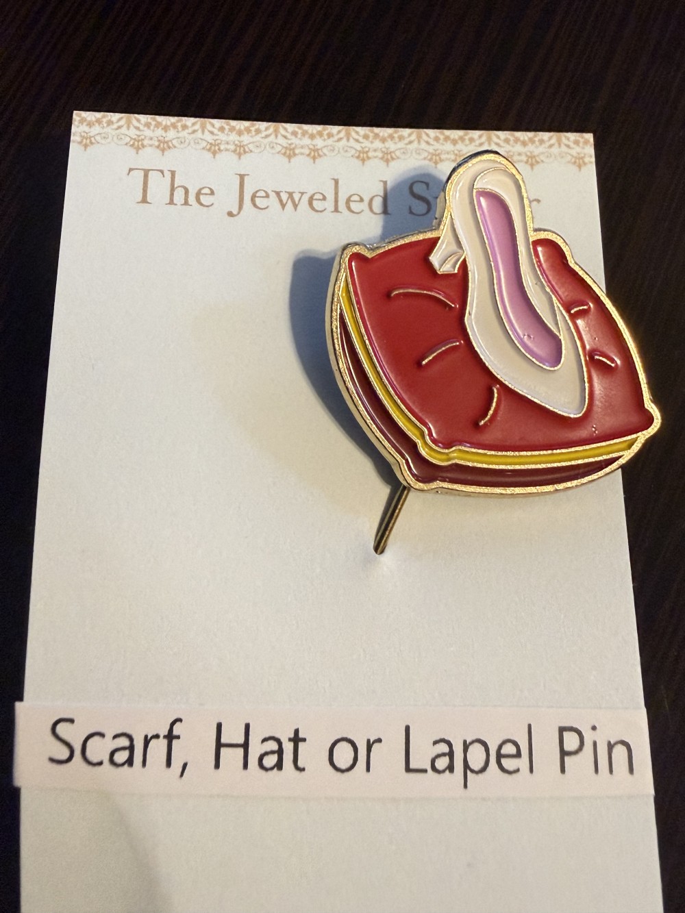 Hat Pin / Scarf Pin - Shoe on Pillow, Slipper, Cinderella, Lapel Pin, Hat Pins