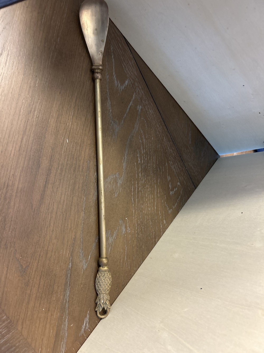 Vintage Brass Shoehorn with Pineapple Handle 18.5