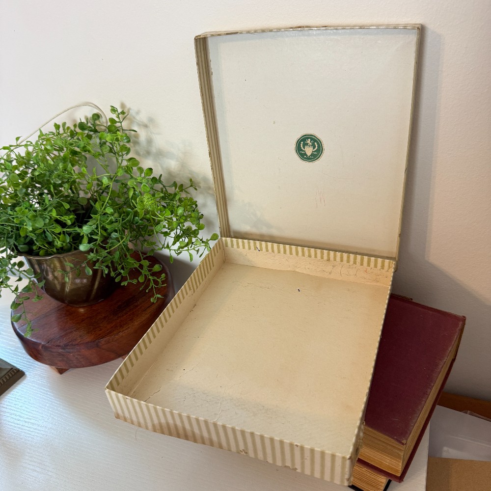 Antique Striped Gift Box with Portrait Medallion
