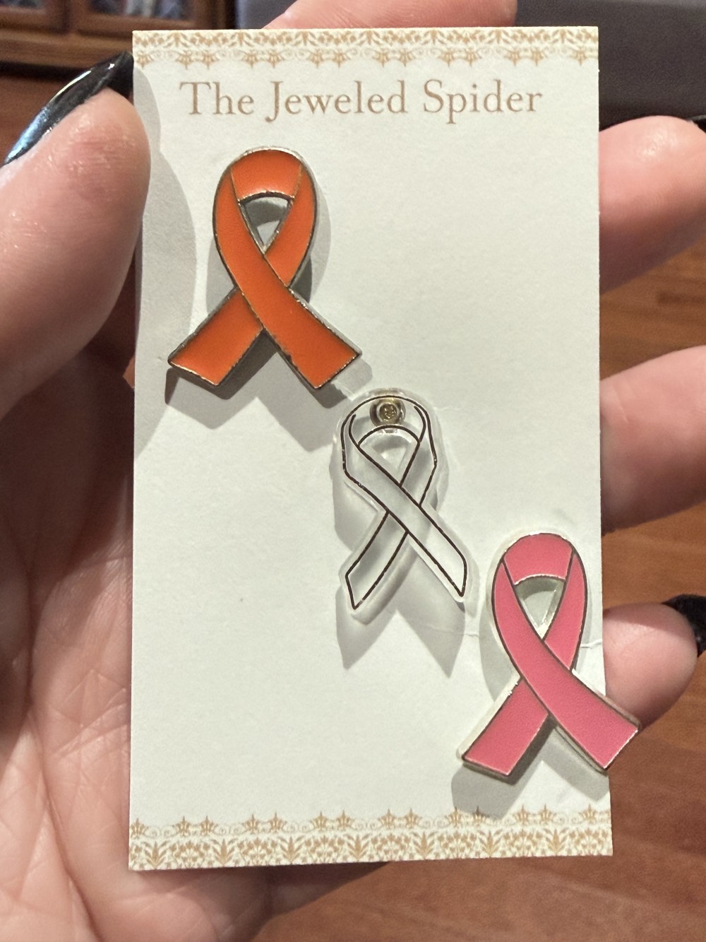 Ribbon Pins - Set of Three, Enamel Pins, Breast Cancer Awareness
