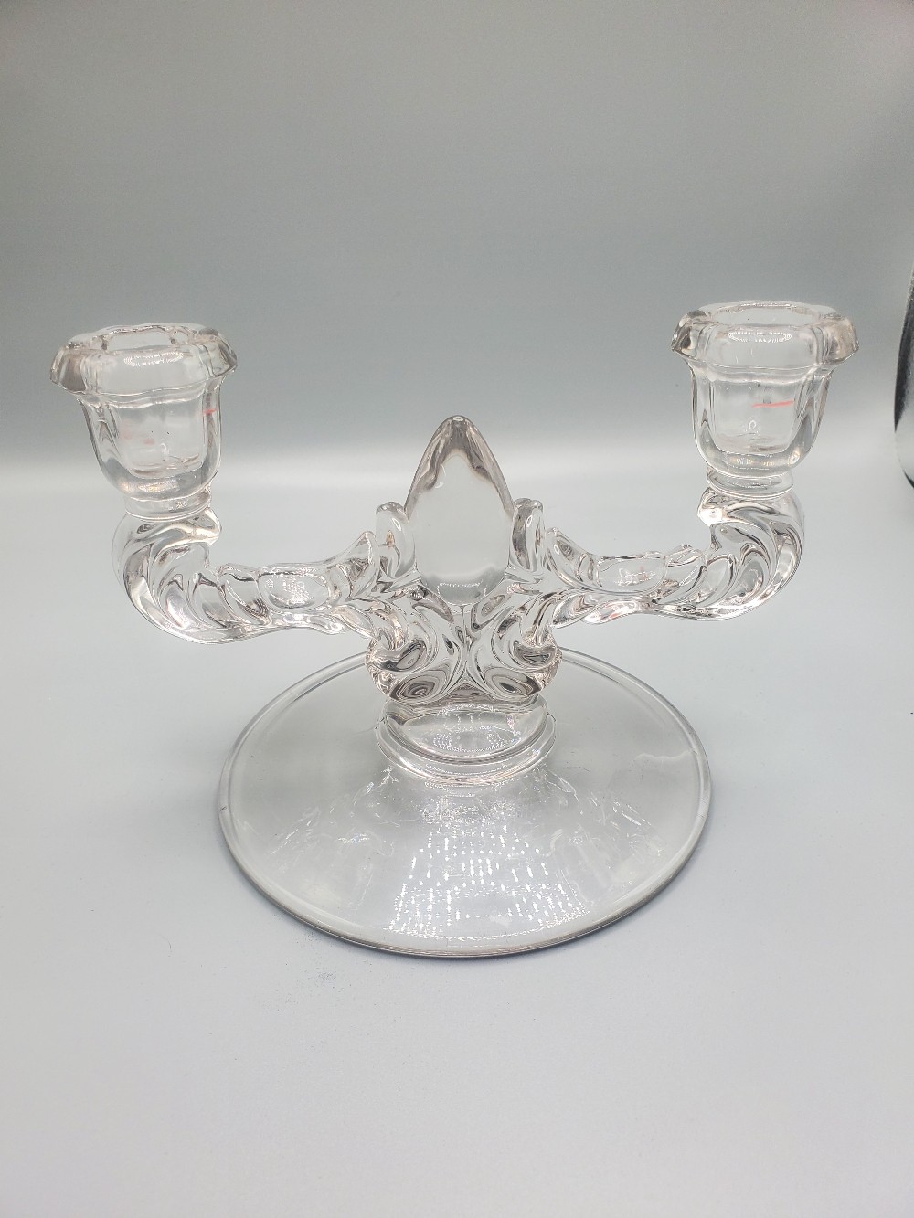 Glass Double Candlestick Holder