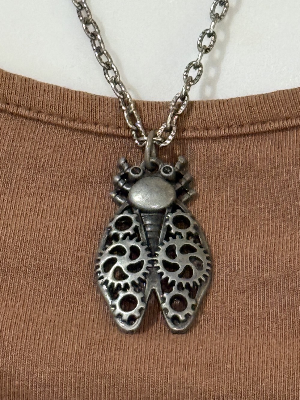 Pendant Necklace - Steampunk Insect in Pewter, Fly