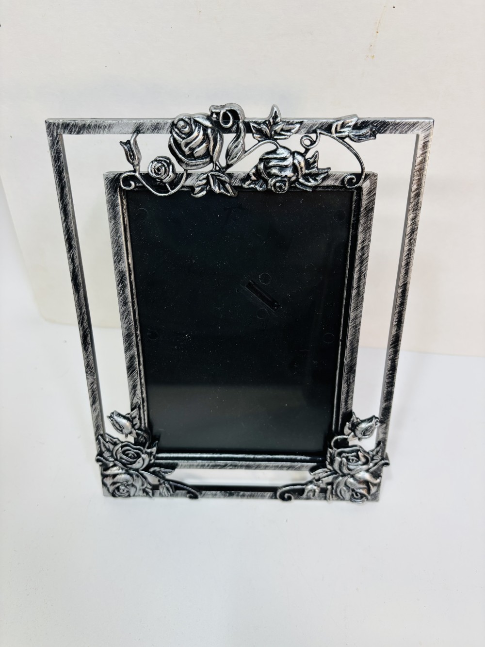 Floral Silver Tone Picture Frame 5x7 Plastic