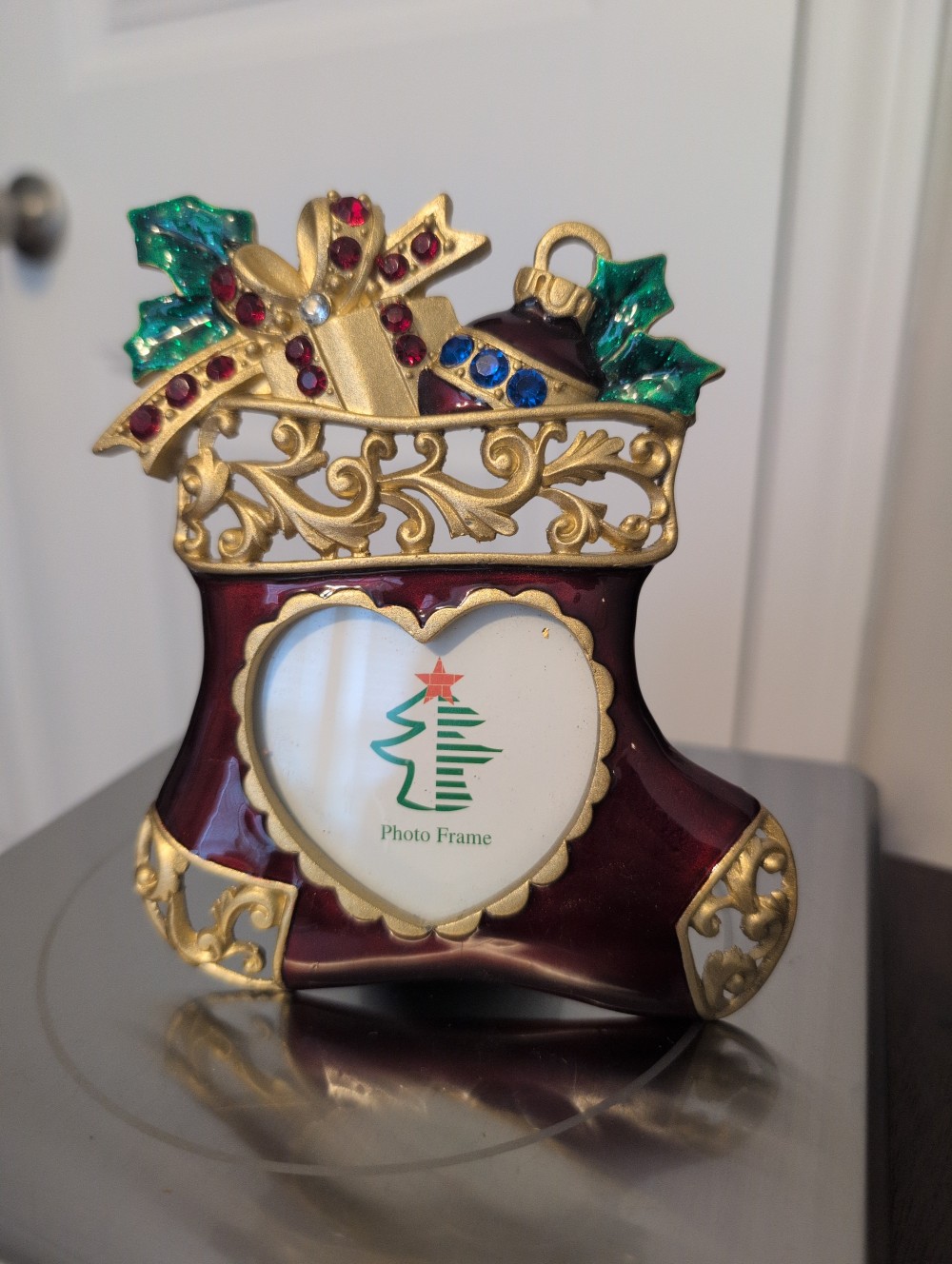 Small stocking enamel picture frame