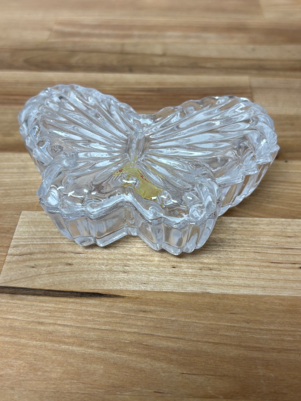 Vintage Artmark 24% Lead Crystal Butterfly Trinket Jewelry Box Taiwan