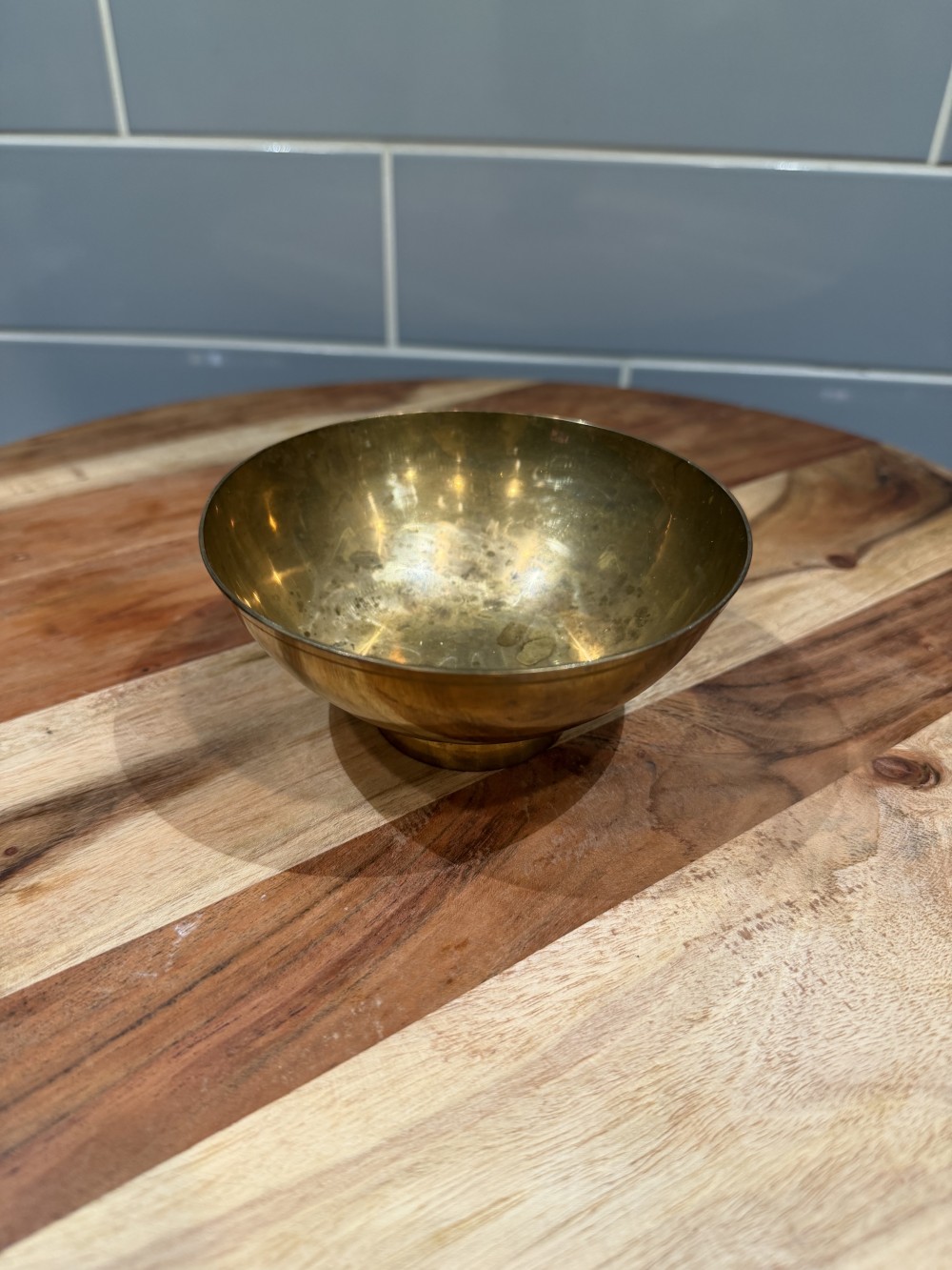 Vintage Brass Pedestal Bowl – 5”