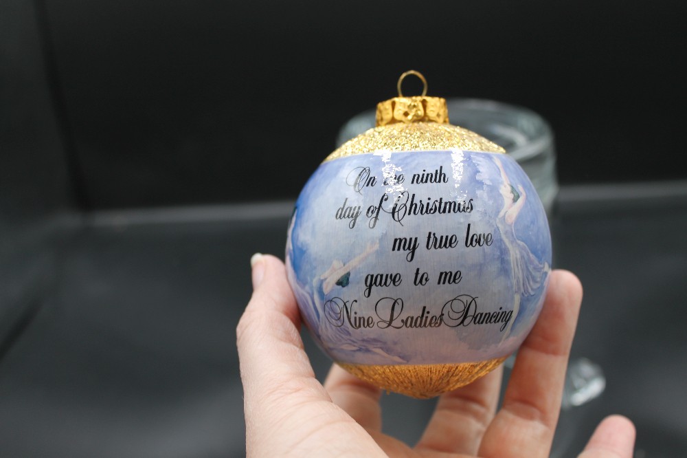 Complete set of 12 Days of Christmas ornaments in tin