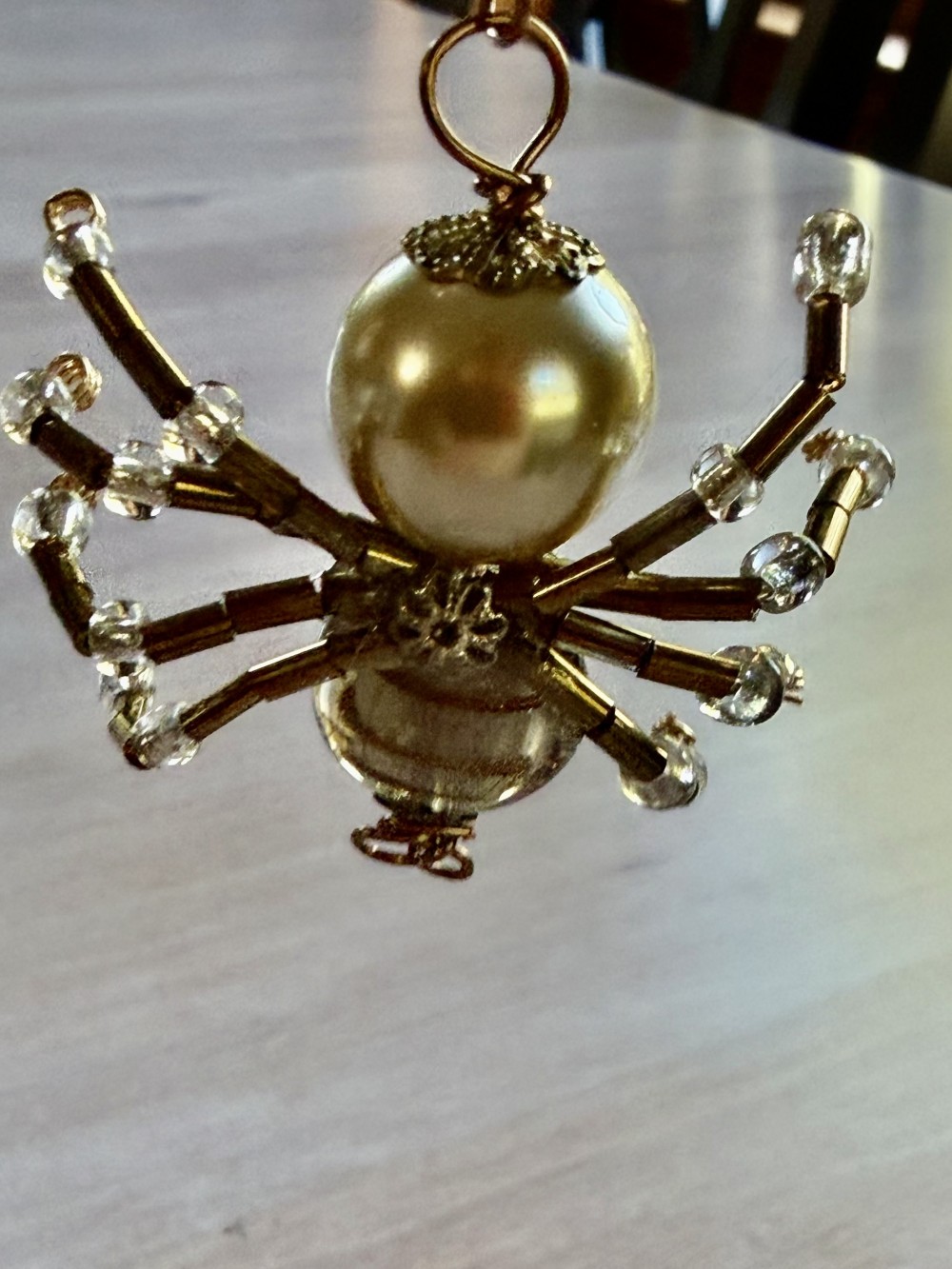 Ornament - Spider M Bronze & Cream Pearl Gold Accents