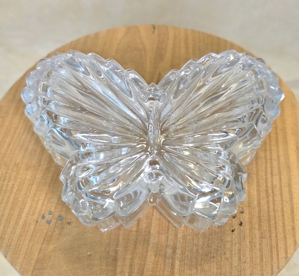VTG Crystal Butterfly Trinket Dish