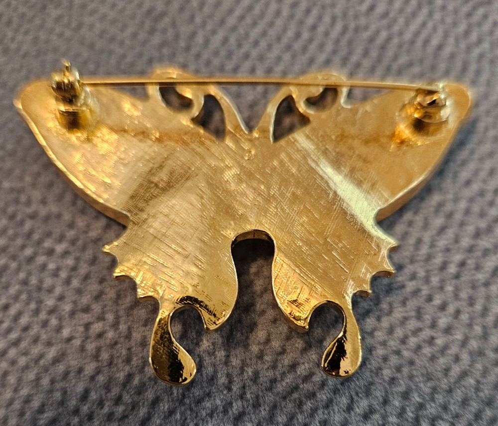 vintage Avon opalescent and enamel Victorian-style butterfly brooch