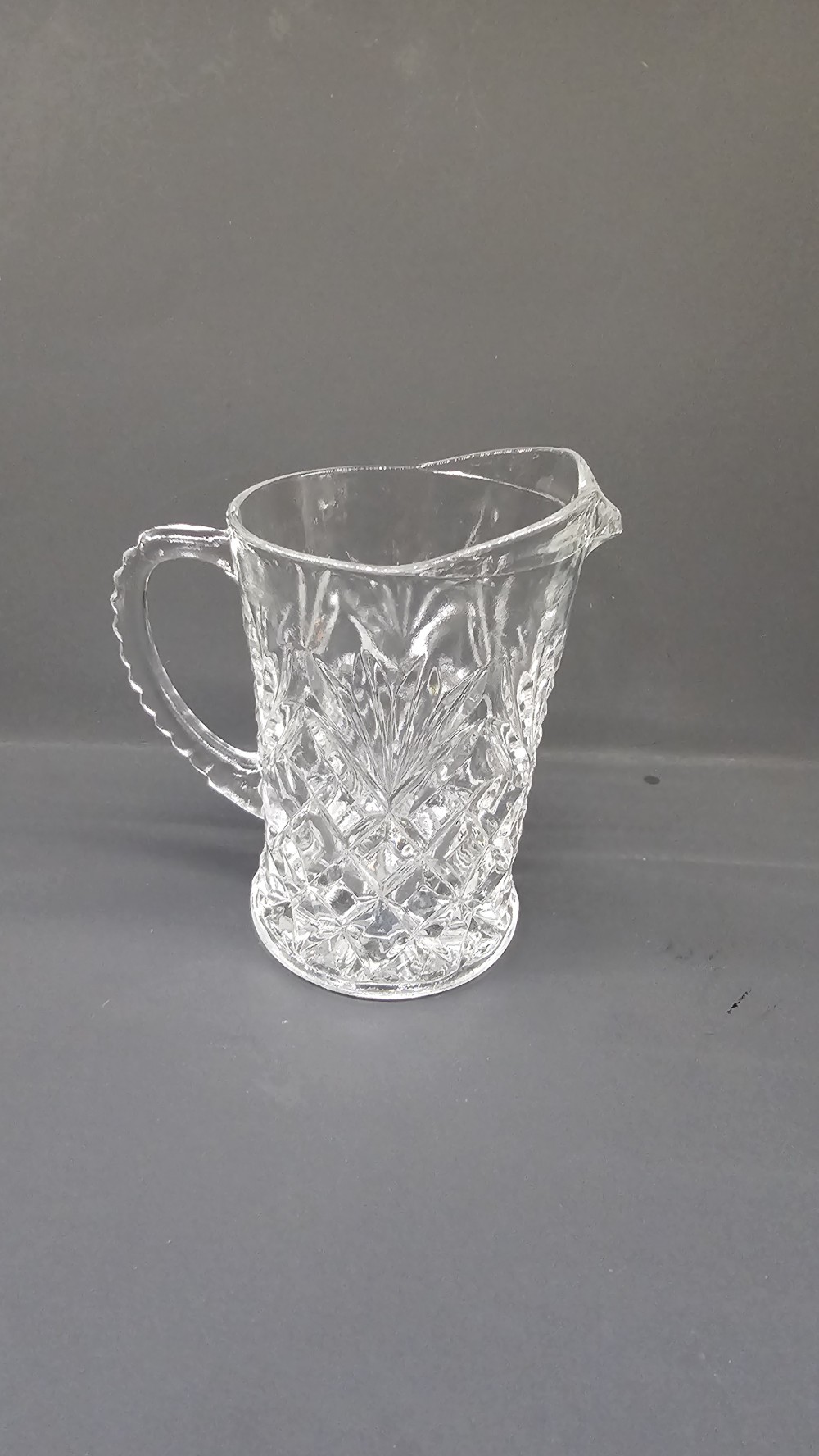 Vintage Anchor Hocking pineapple pattern glass creamer pitcher