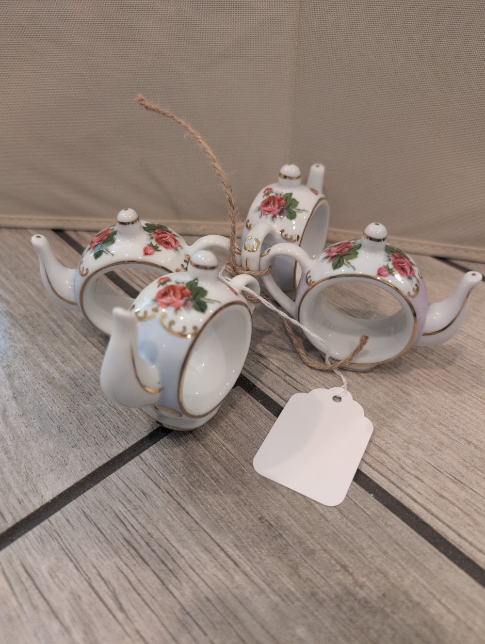Vintage Cracker Barrell Teapot Napkin Rings