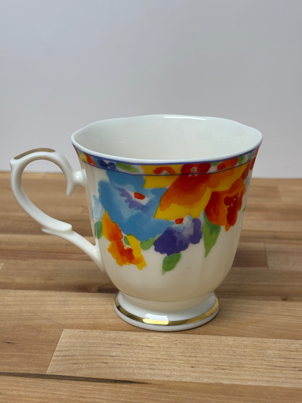 Tiziana Gallo Italy Floral Porcelain Coffee Mug Made in Japan Gold Trim