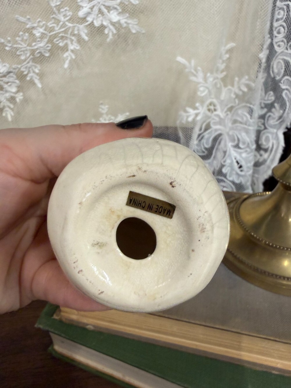 Ceramic Snowman Bell Ornament Crackle Glaze