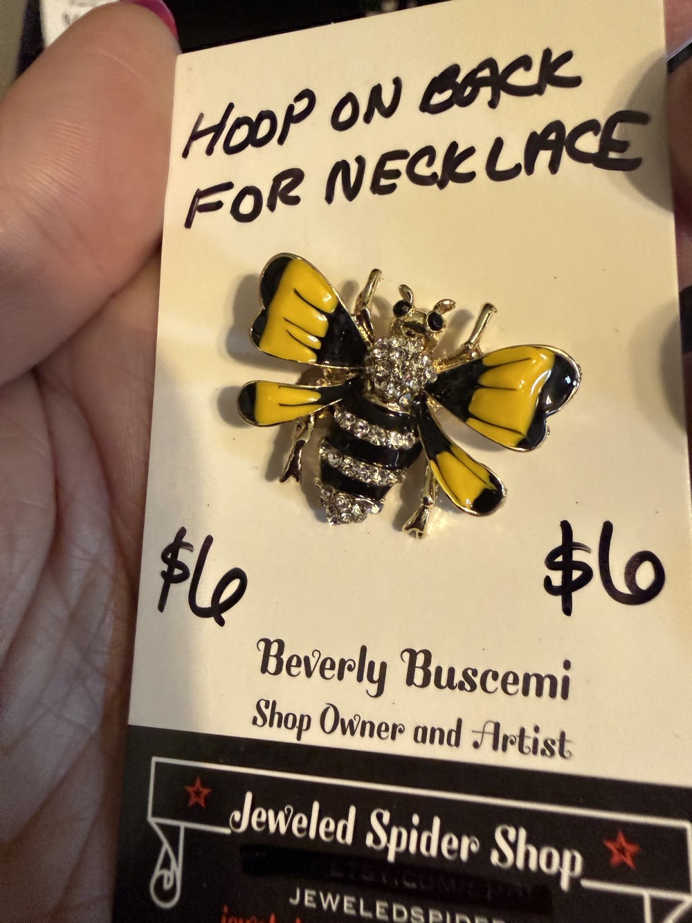 Brooch Pin - Bee Rhinestone & Yellow Black Enamel