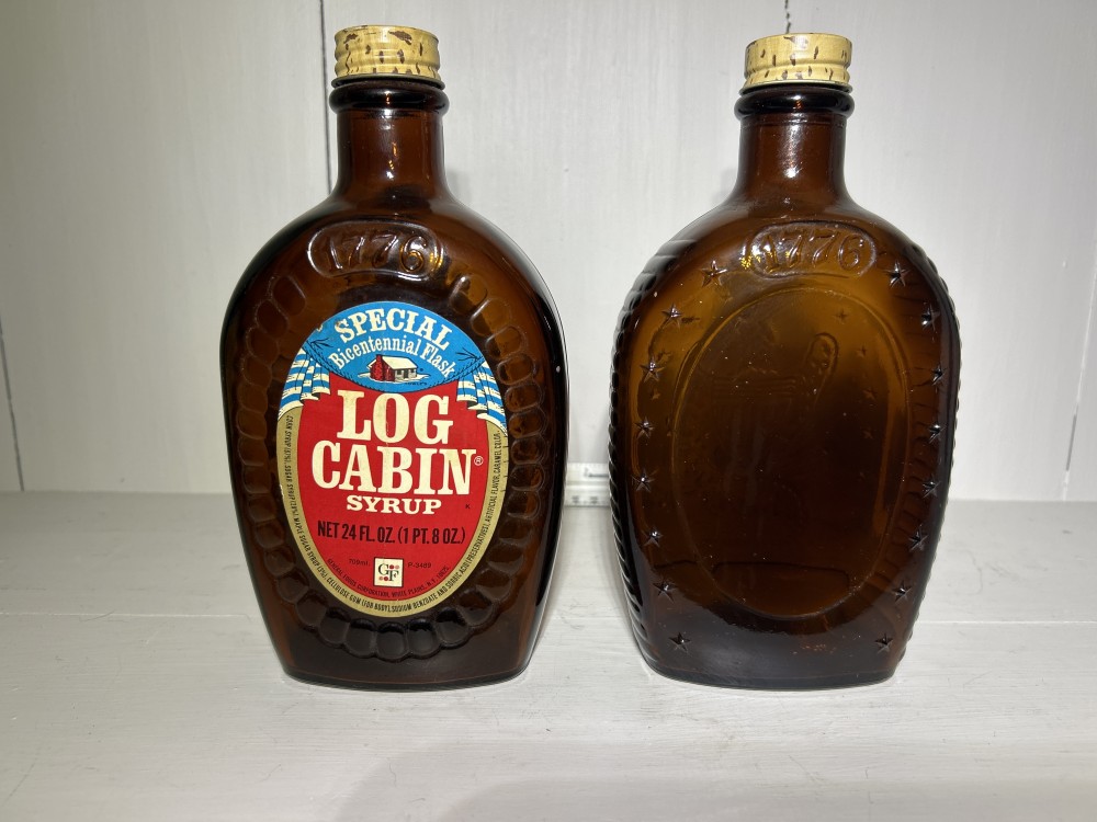 Log Cabin Bicentennial Flask Amber (2)