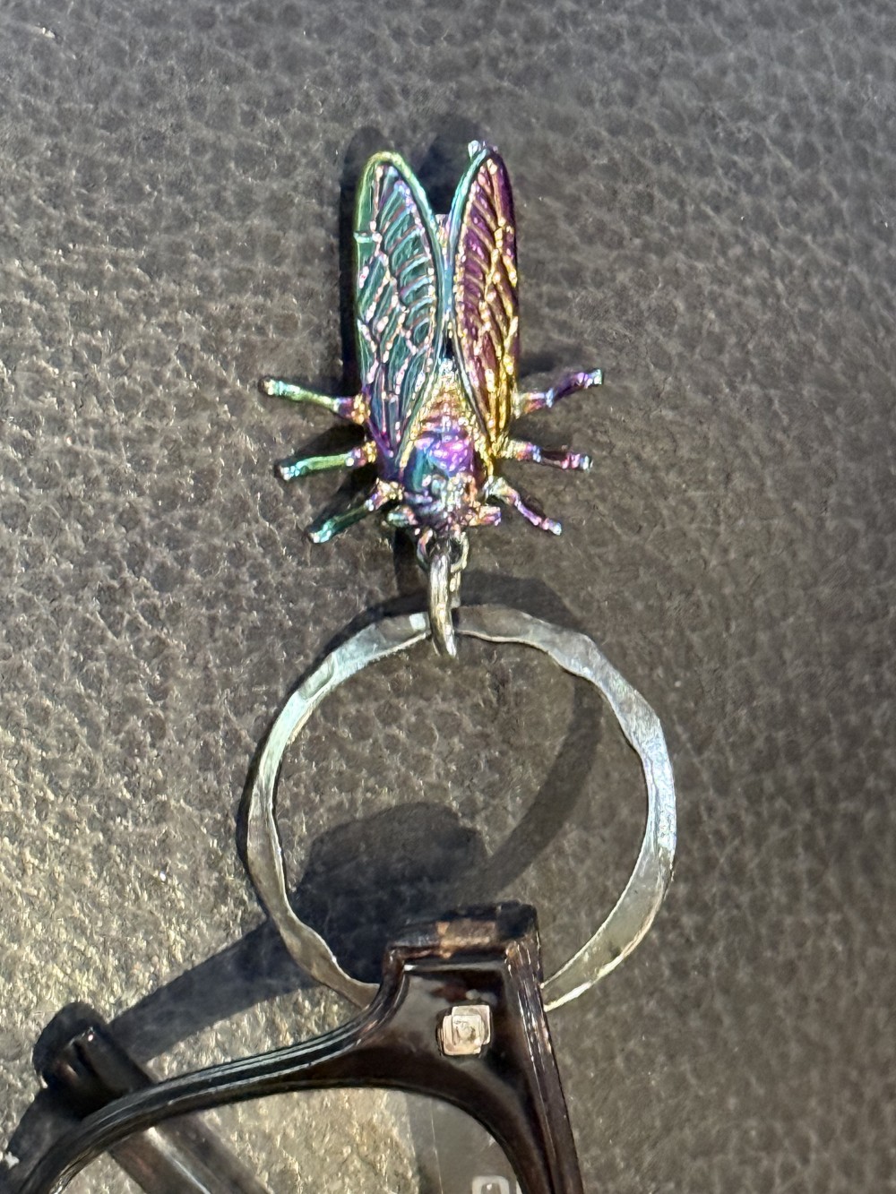 Eyeglass or ID Badge Holder Pin - House Fly Iridescent