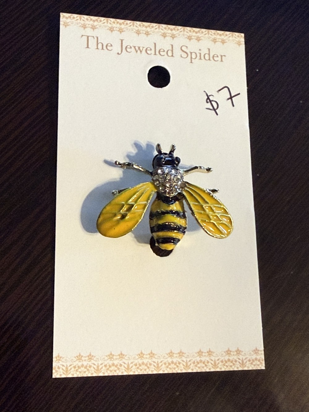 Brooch Pin - Bee Rhinestone Center Enamel Gold