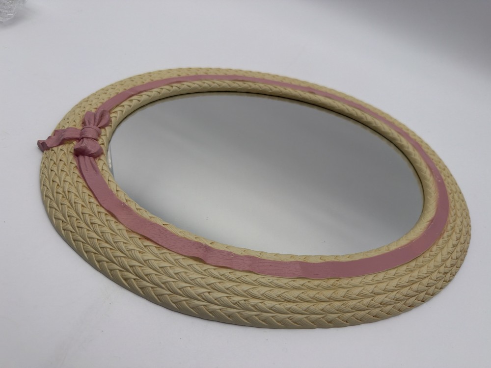 Vtg Home Interiors Straw Hat Mirror