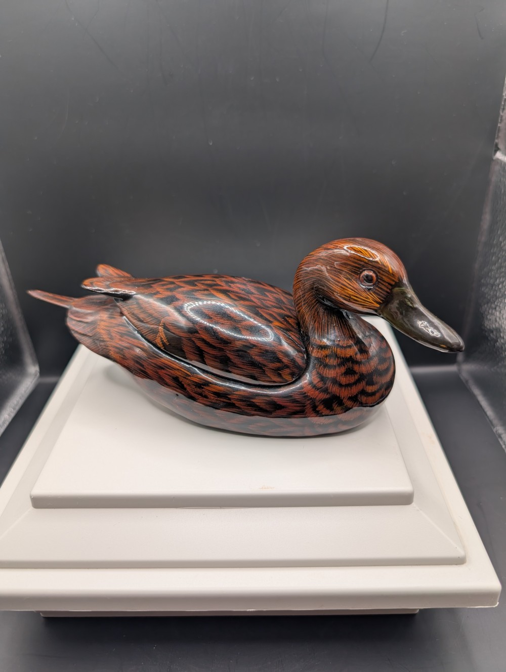 Wooden hand-painted duck trinket box