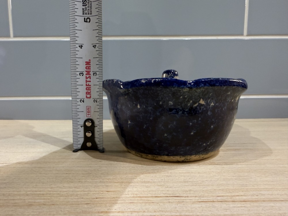 Studio Pottery Apple Baker - Blue