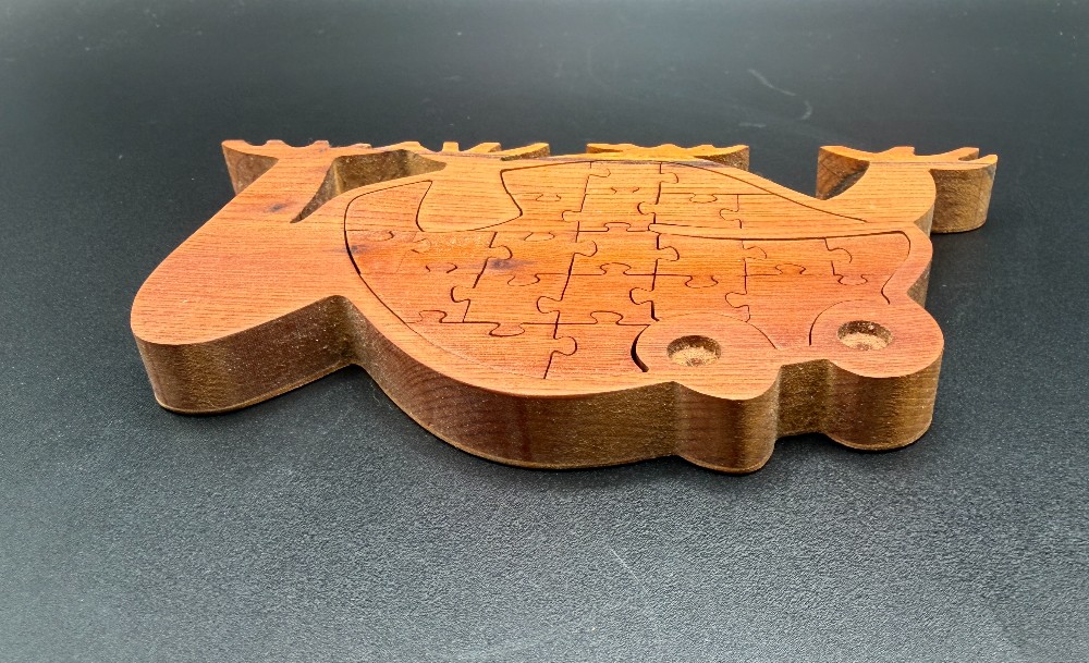 Handcrafted Wooden Frog Tray Puzzle - 3D Stand-Up Artisan Scroll Saw Art