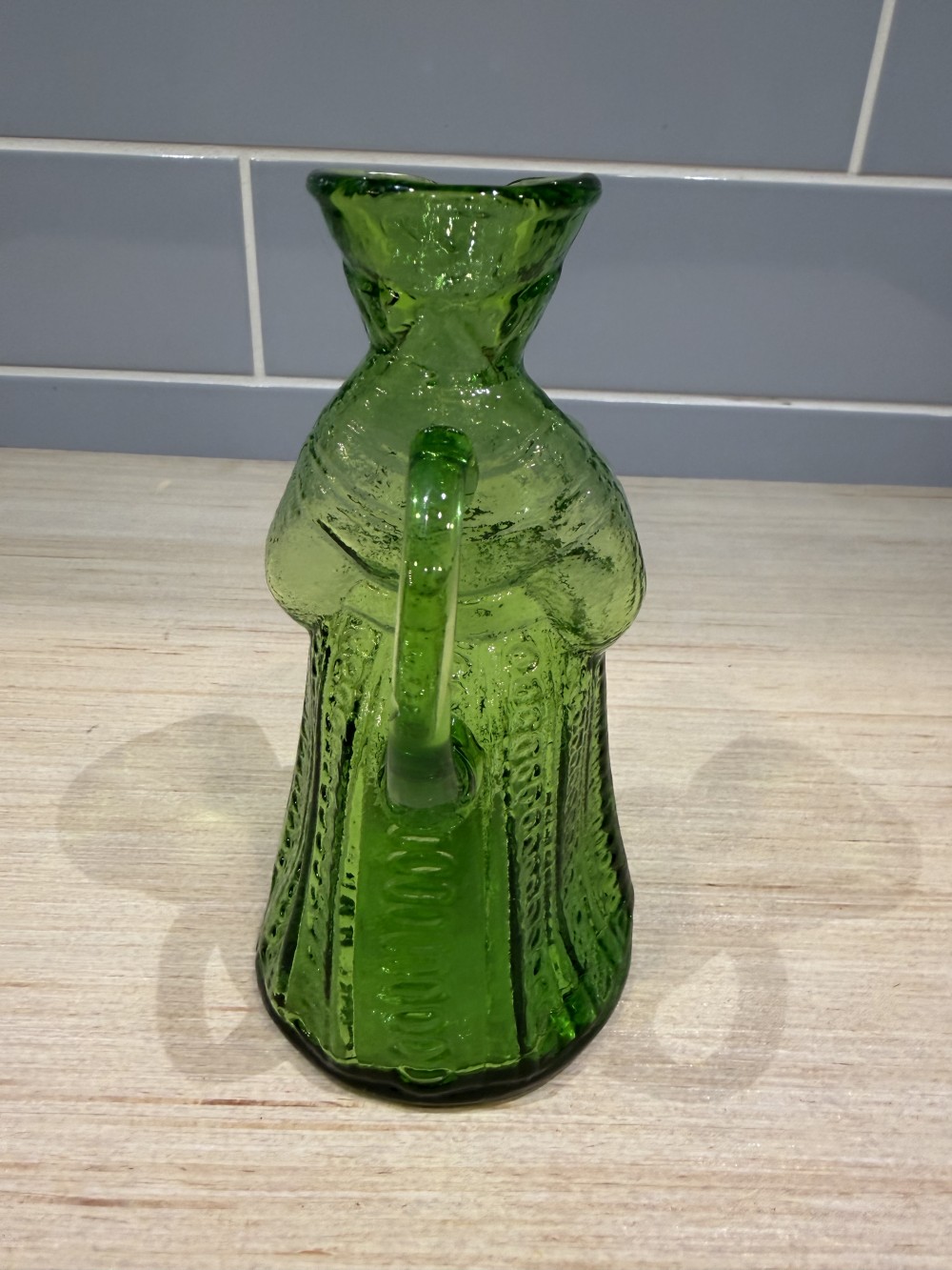 Vintage Pressed Green Pitcher 6.5”