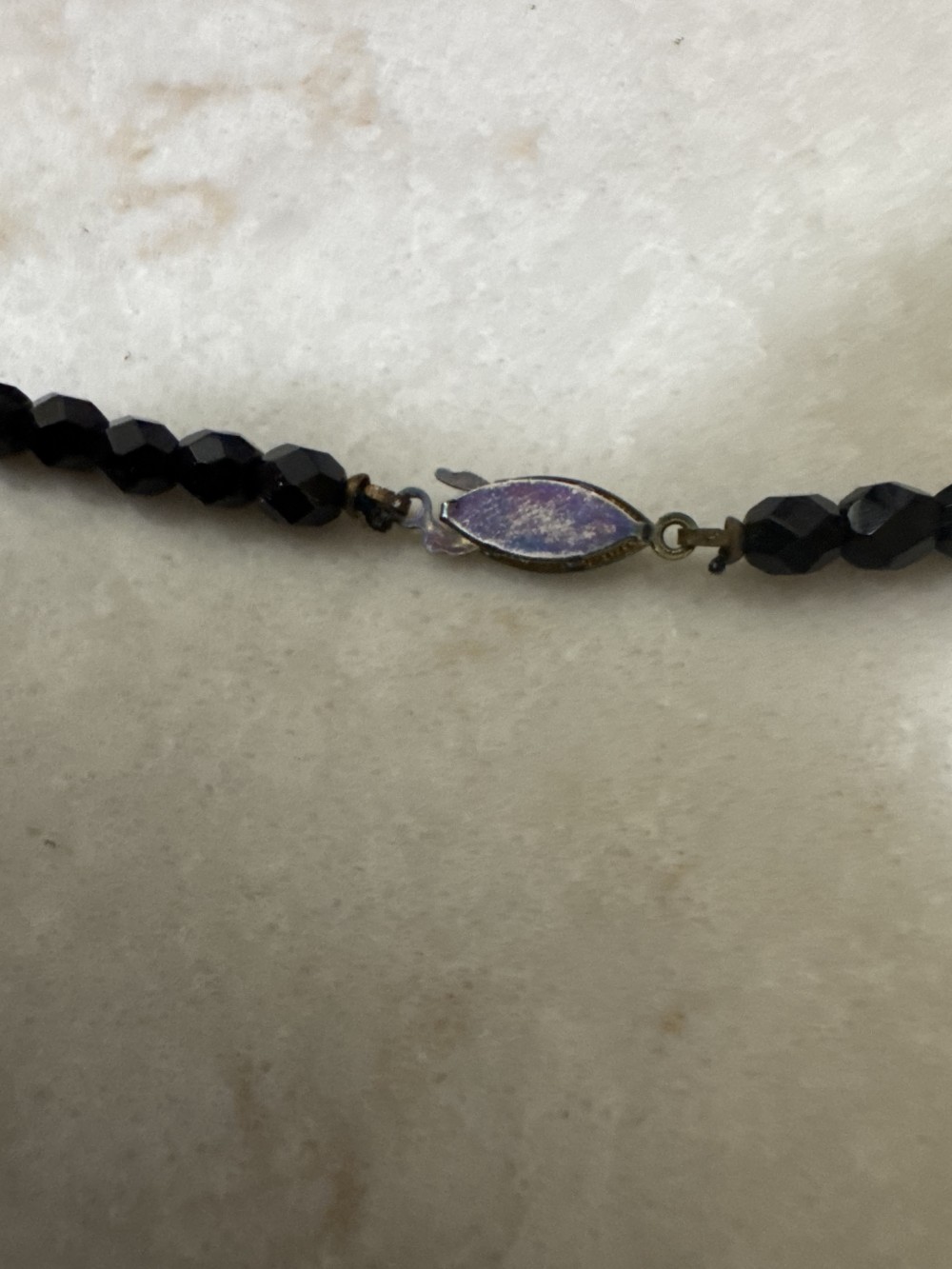 NECKLACE, BLACK GLASS BEADS/GOLD SPACERS