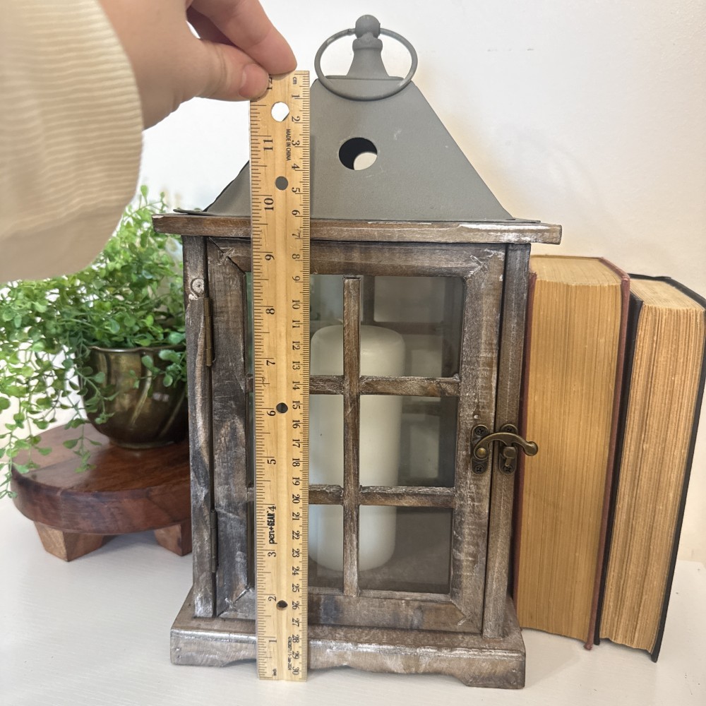Wood & Glass Window Lantern Candle Holder
