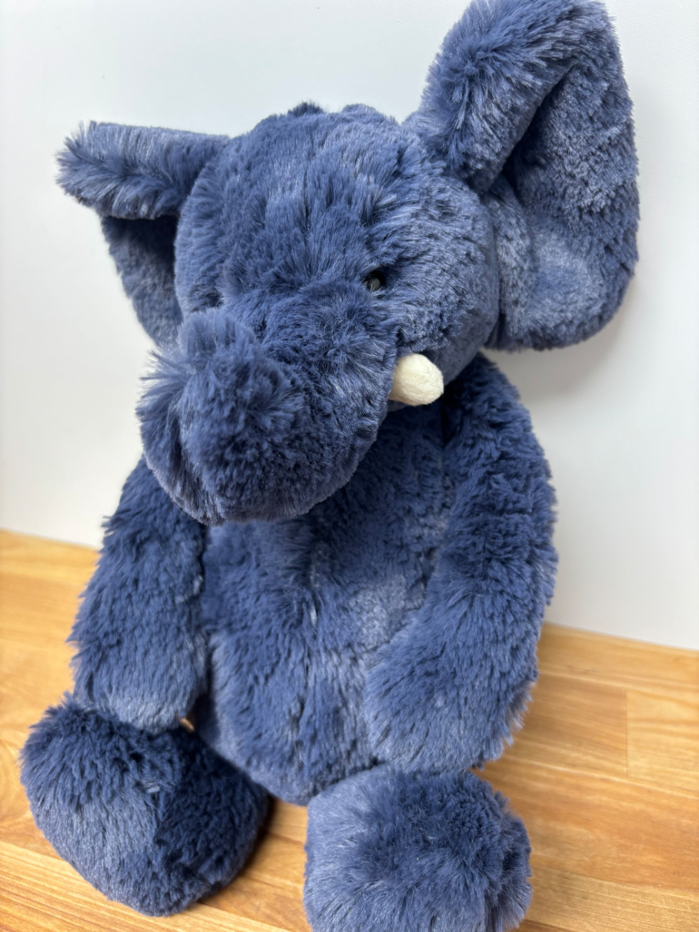 Jellycat London Navy Blue Bashful Elephant Plush Stuffed Animal – 12 Inch