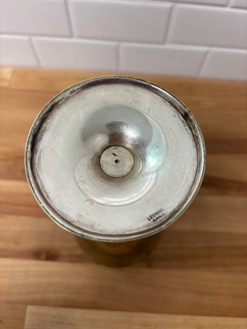 Goblet Leonard Brass Tone Silverplate Vintage Drinkware 7 in