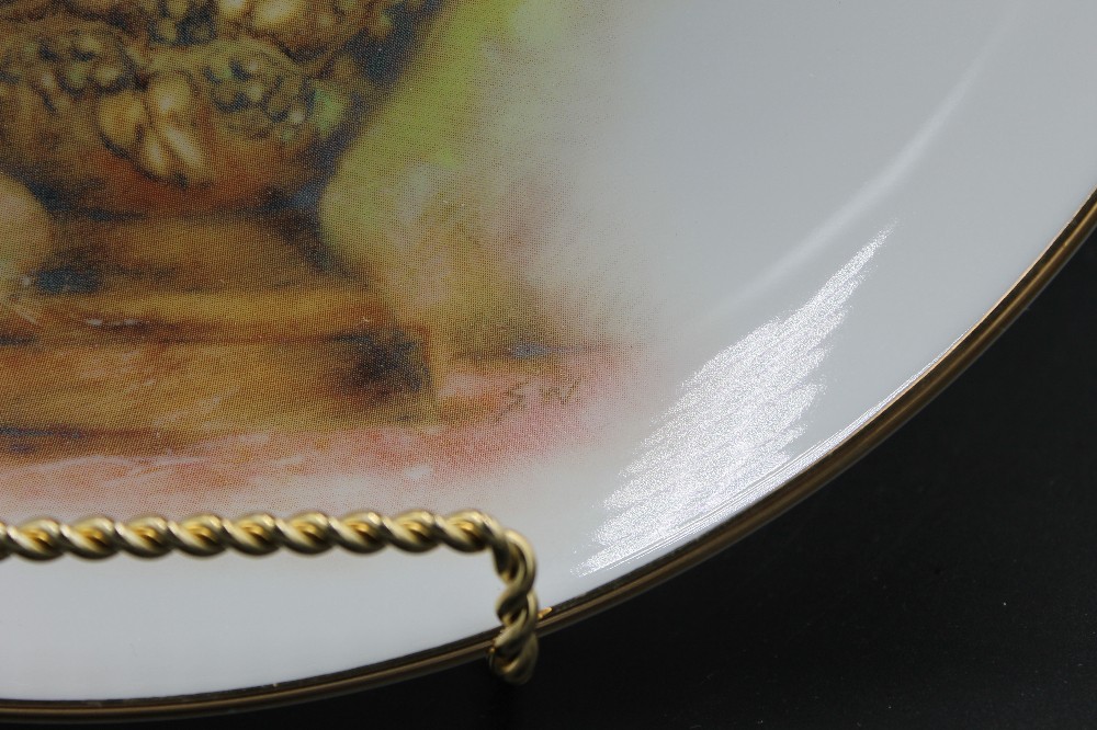 Floral urn collector plate, as is hanger on back