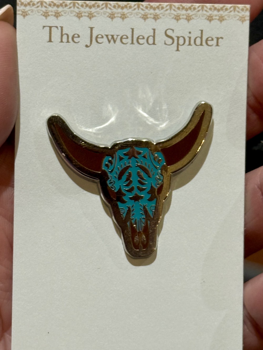 Brooch Pin- Steer Head in Blue Enamel and Silver
