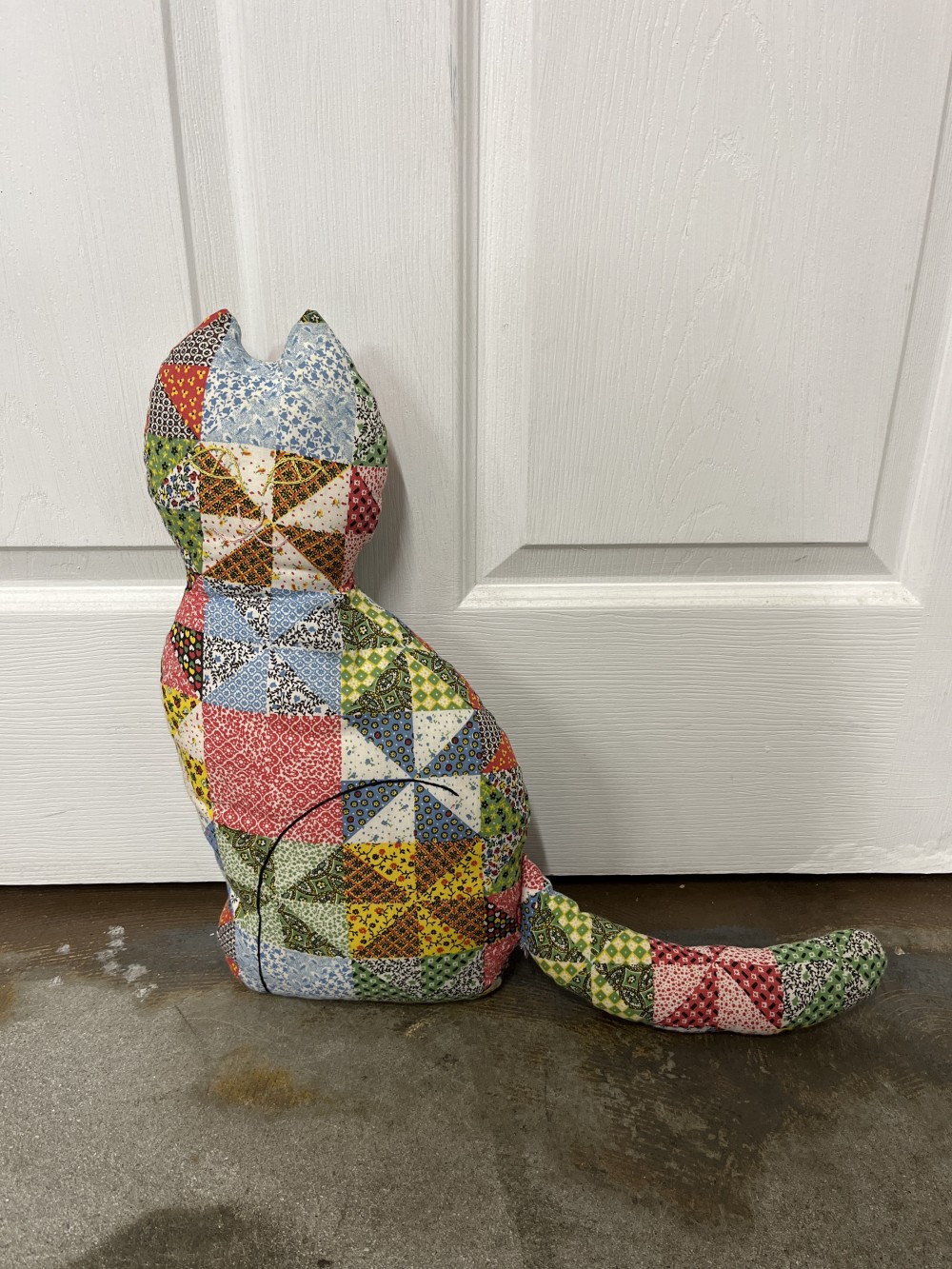 Vtg handmade calico patchwork cat