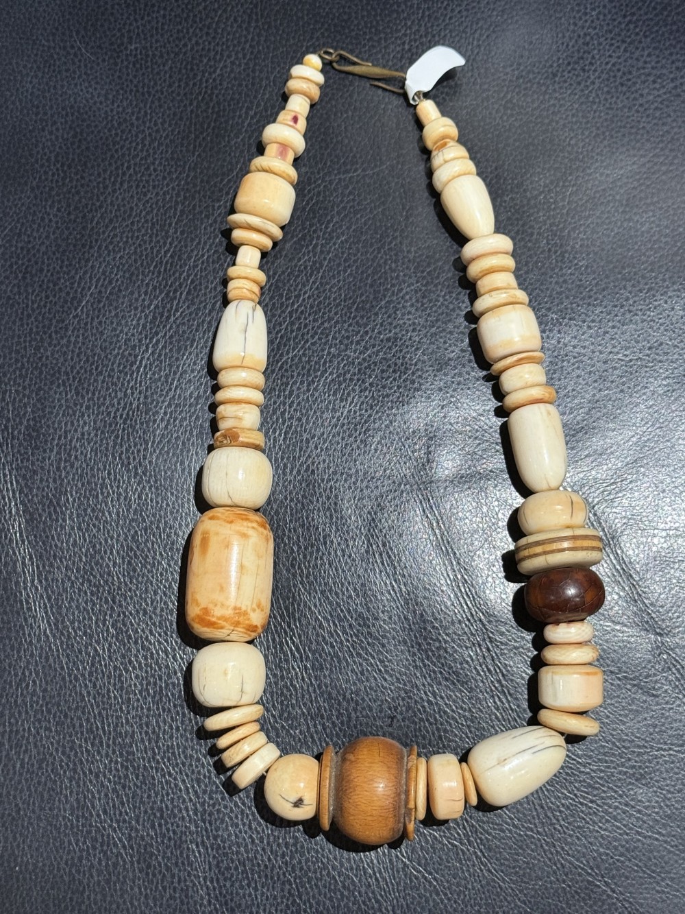 Necklace - Large Beaded Cream and Brown Necklace