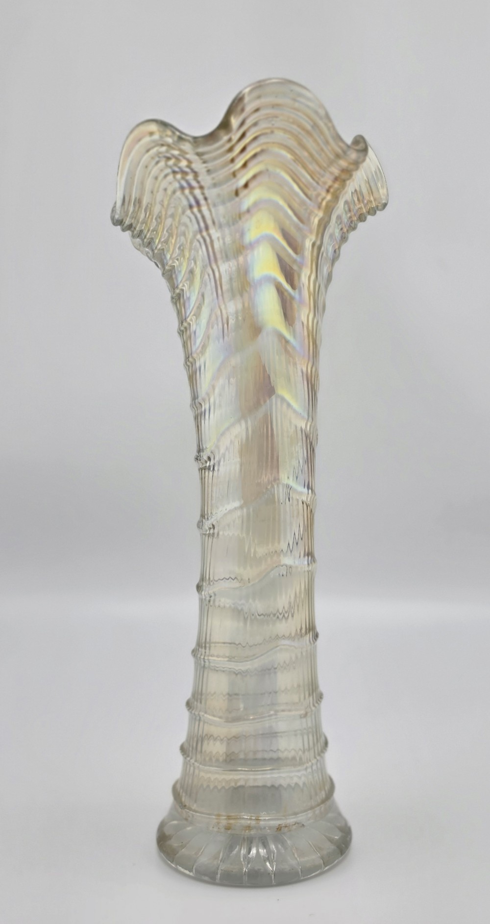 Antique 1920s Imperial Glass Ripple Swung Vase Marigold