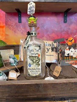 Antique Caustic Toad Apothecary Bottle Altered Antique Halloween Bottle