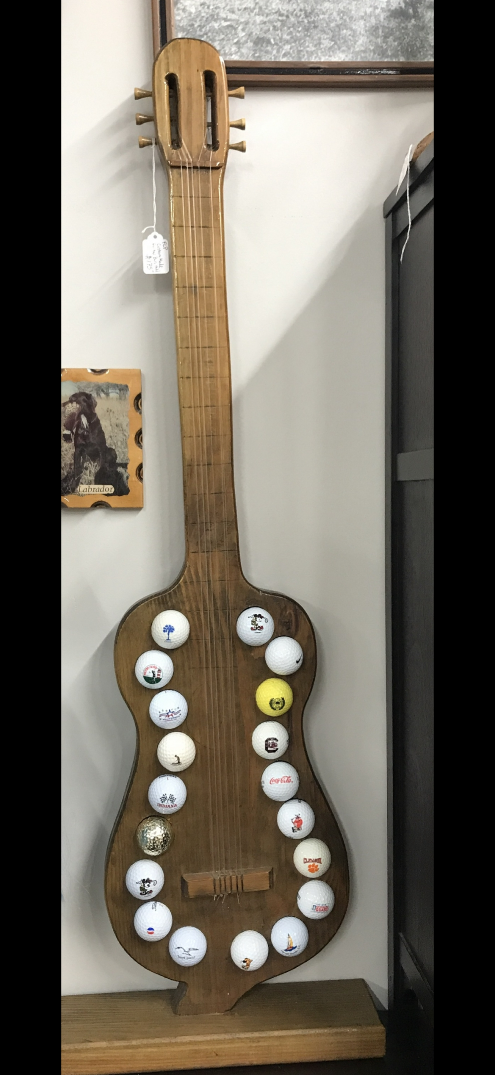 Handcrafted Wooden Guitar Shaped Golf Ball Display