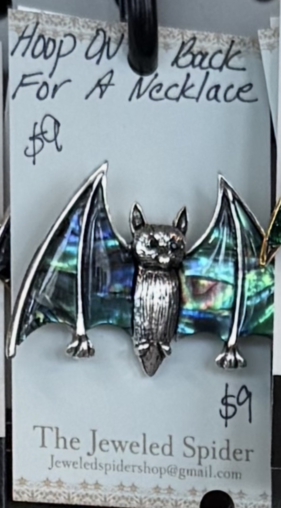 Brooch Pin - Bat Shell Wing Silver