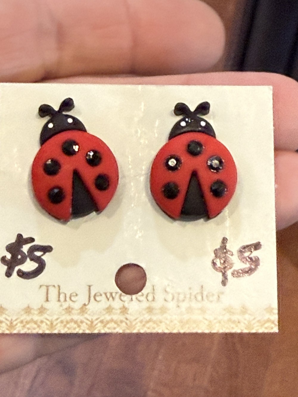 Stud Earrings  - Lady Bug Jeweled, Insect